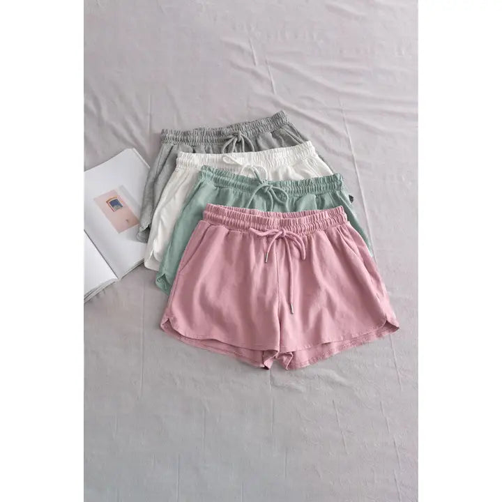 Knit Elastic Active Sports Shorts with Drawstring