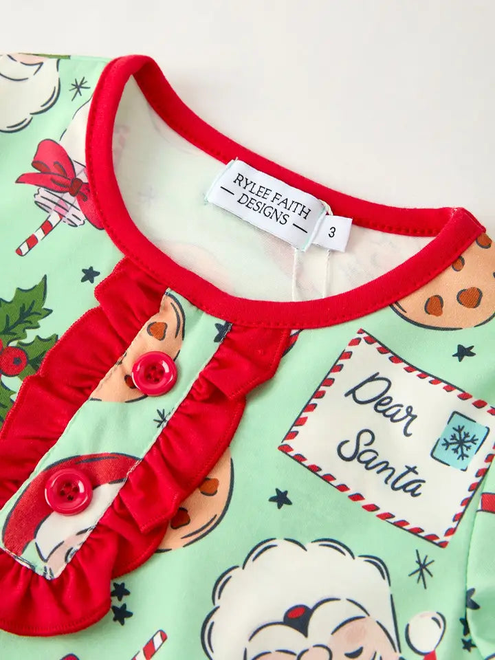 Christmas Santa and Cookie Print Girls PJ's