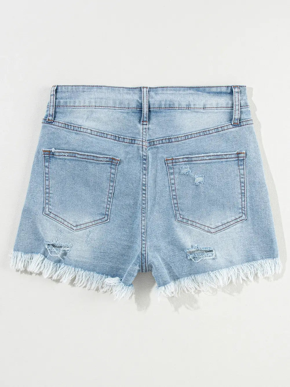 Distressed Ripped Raw Hem High Waist Denim Shorts