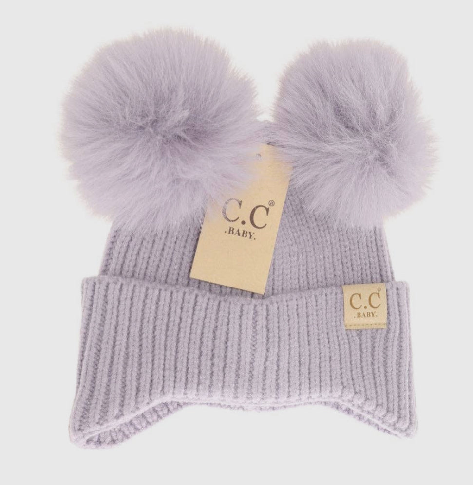 Baby Ear Flap Double Pom C.C Beanie