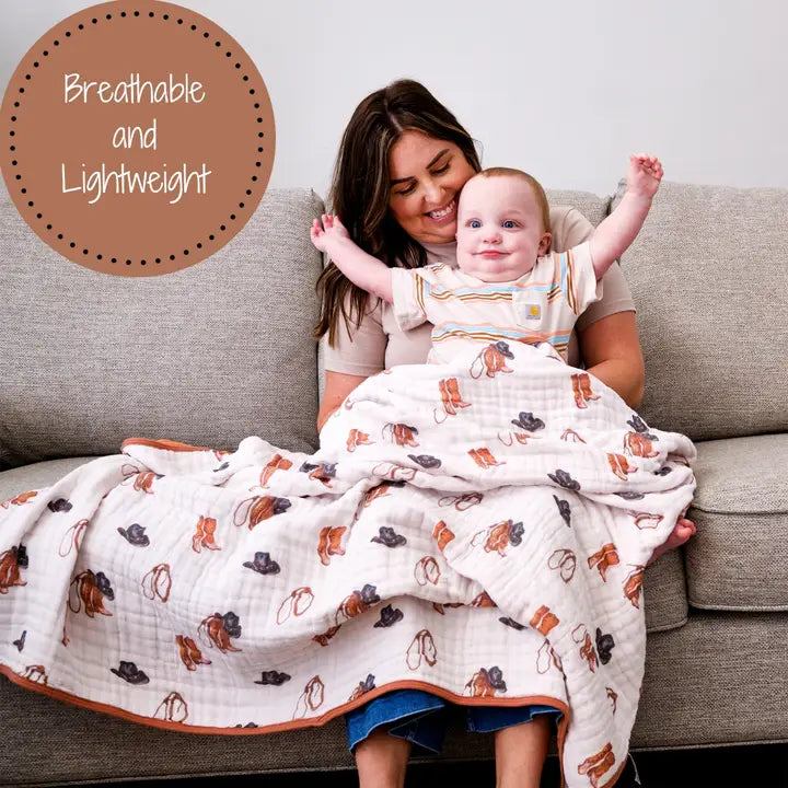 Baby Blanket "Western Boots" Print