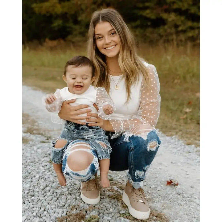 Mommy and Me Destinee Sheer Dot Sleeve Leotard Children