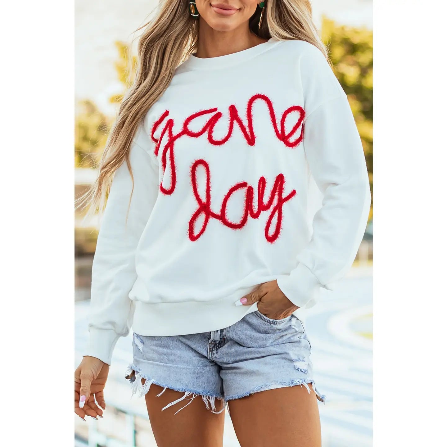 Fall Clothing Game Day Drop Shoulder Graphic Sweatshirt