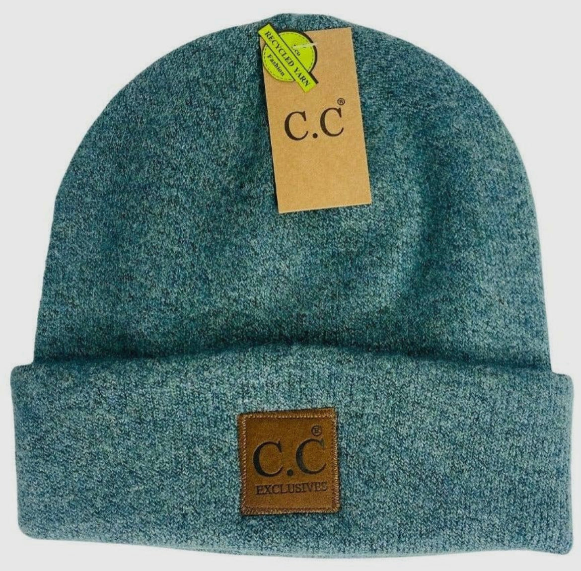 Unisex Soft Ribbed Leather Patch C.C. Beanie