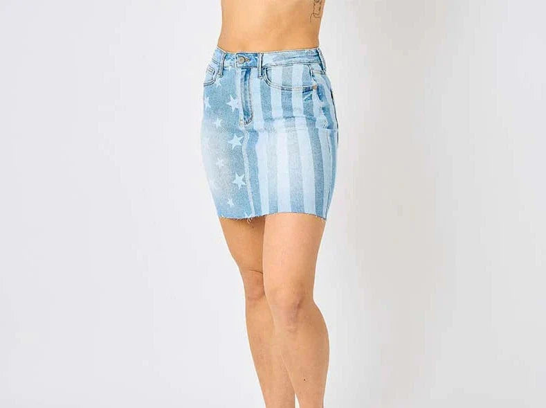 Judy Blue HW Star And Stripe Skirt
