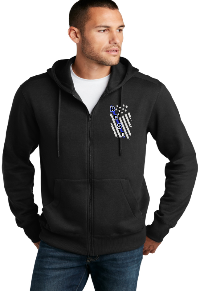 RCSO Flag on Front District DT1103 Perfect Weight ® Fleece Full-Zip Hoodie