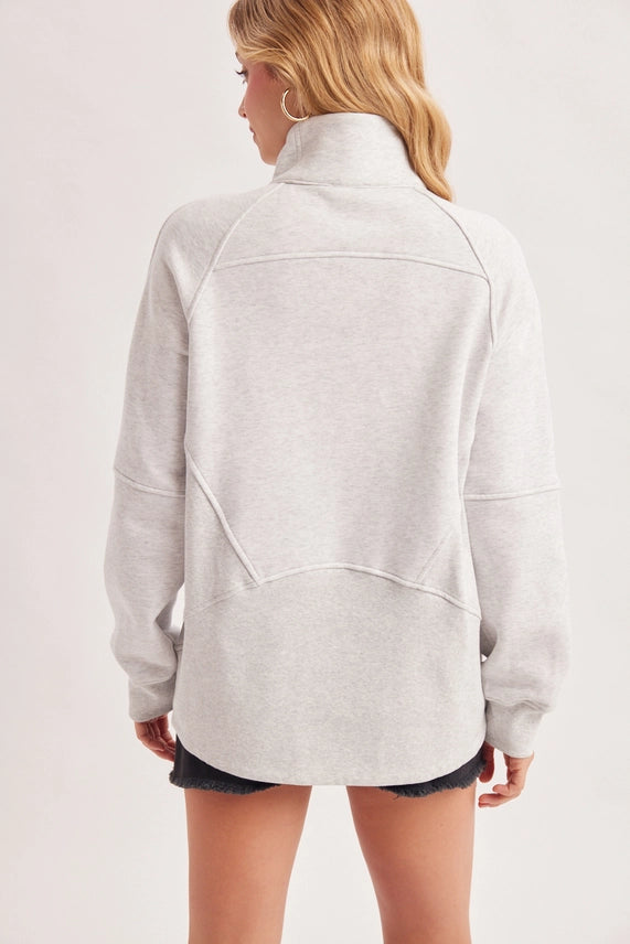 Raglan Sleeved Quarter-Zip Pullover Sweatshirt Top