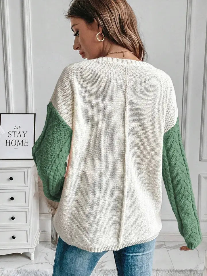 Colorblock Patched Pocket Sweater