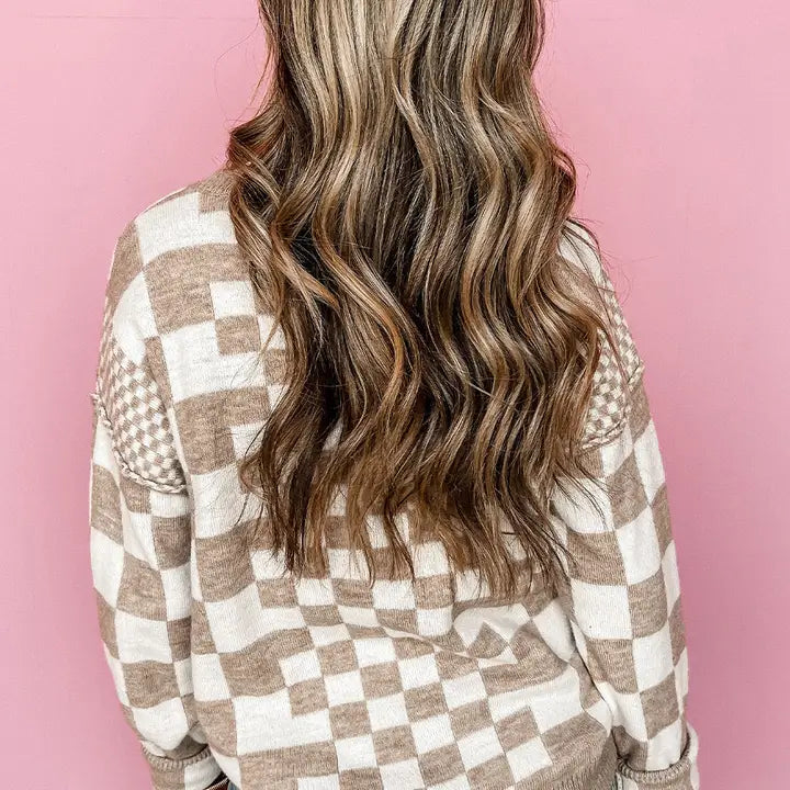 Checkered Round Neck Sweater
