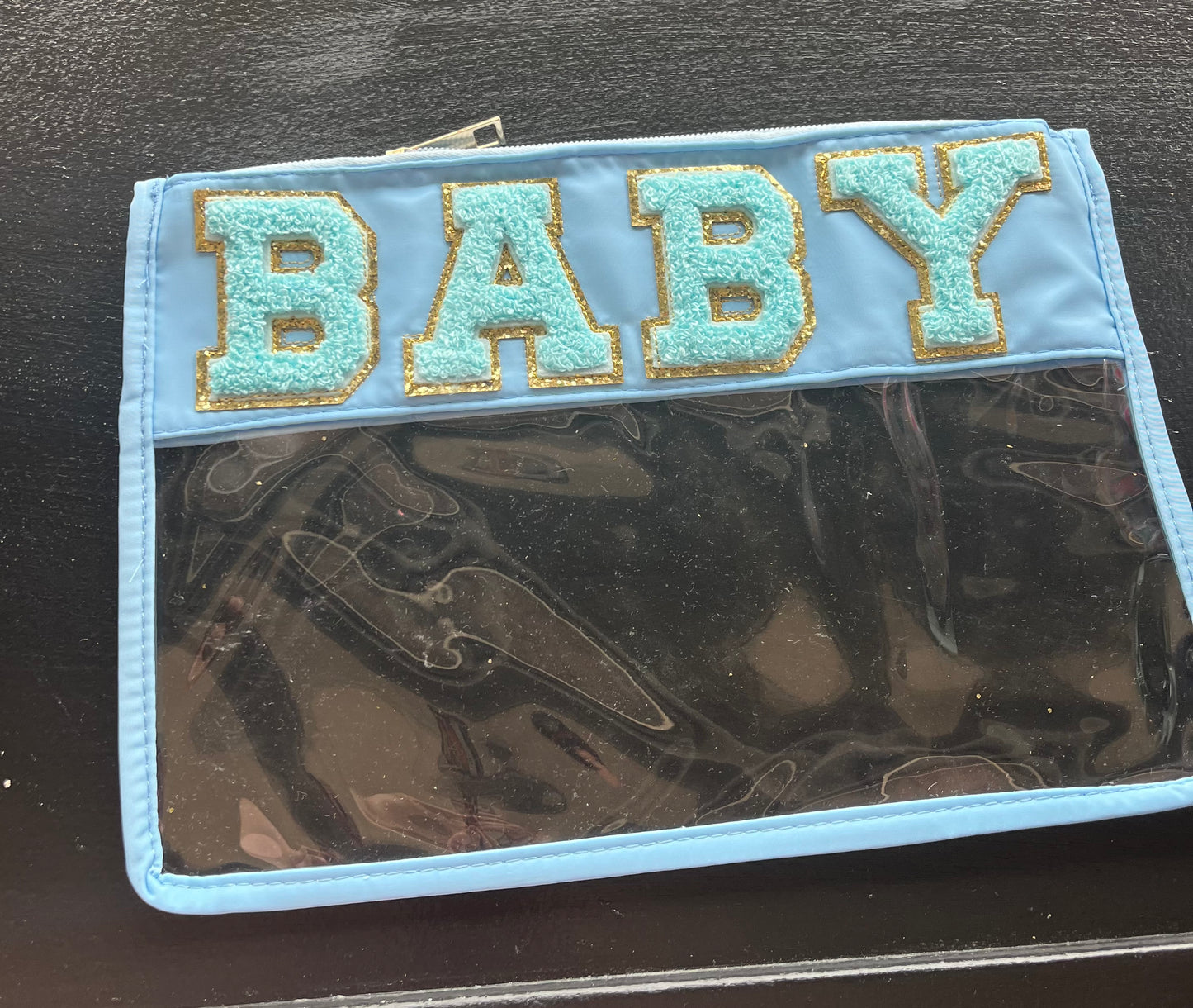 Chenille Letter Clear Pouch