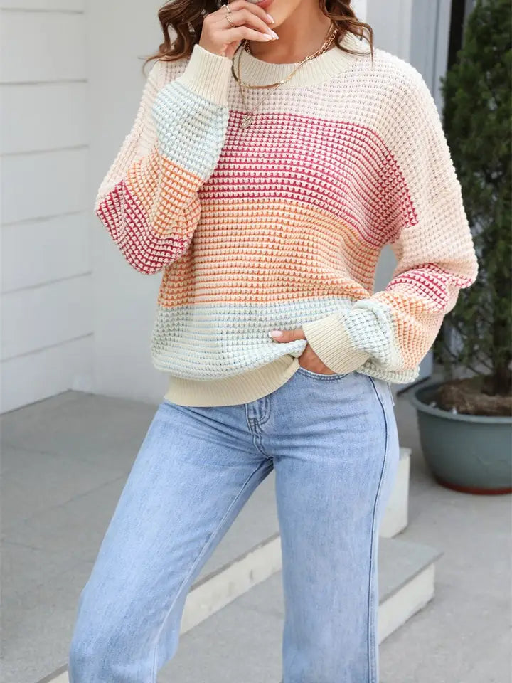 Crew Neck Long Sleeve Pullover Sweater