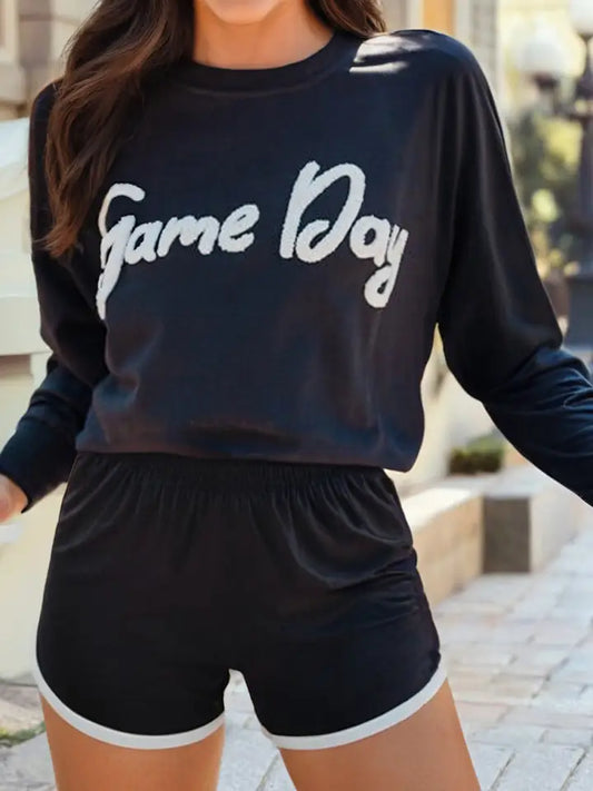Chenille Game Day Graphic Drop Shoulder Sweatshirt