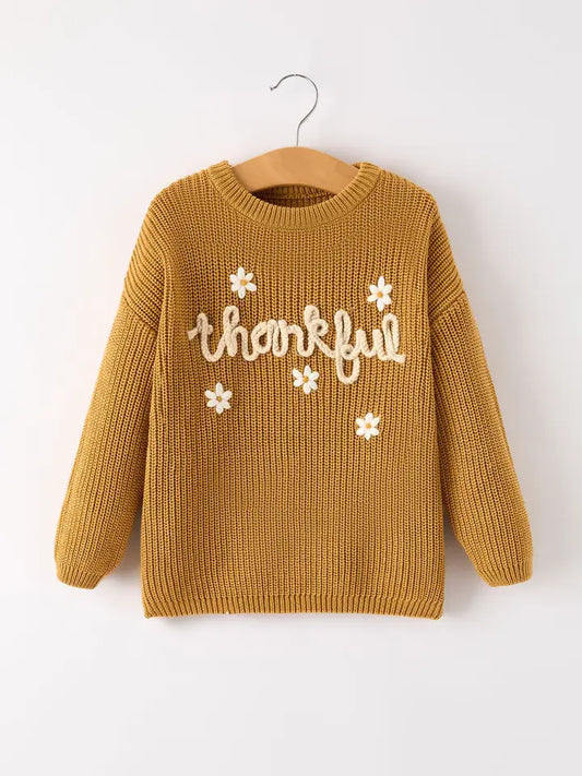 Fall Thanksgiving Brown Girls Pullover Sweater