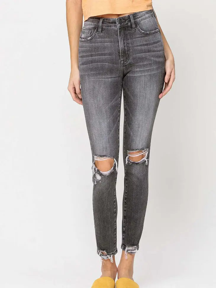 High Rise Distressed Crop Skinny