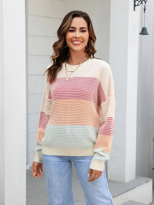 Crew Neck Long Sleeve Pullover Sweater