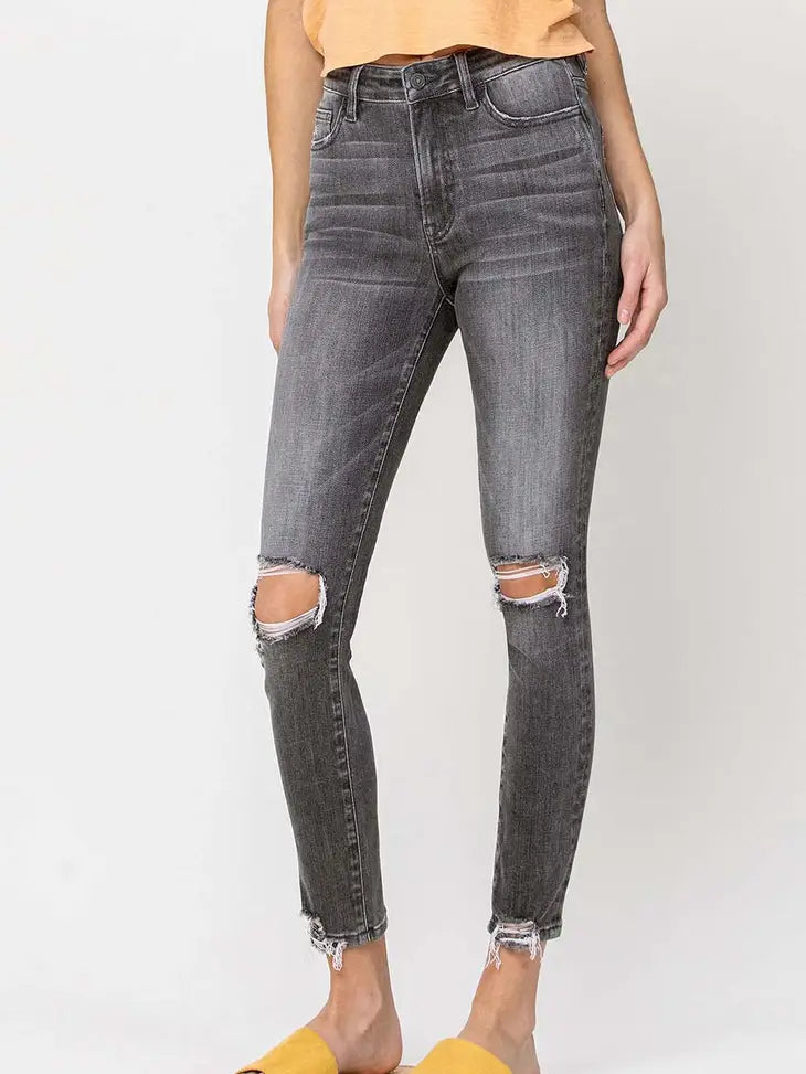 High Rise Distressed Crop Skinny