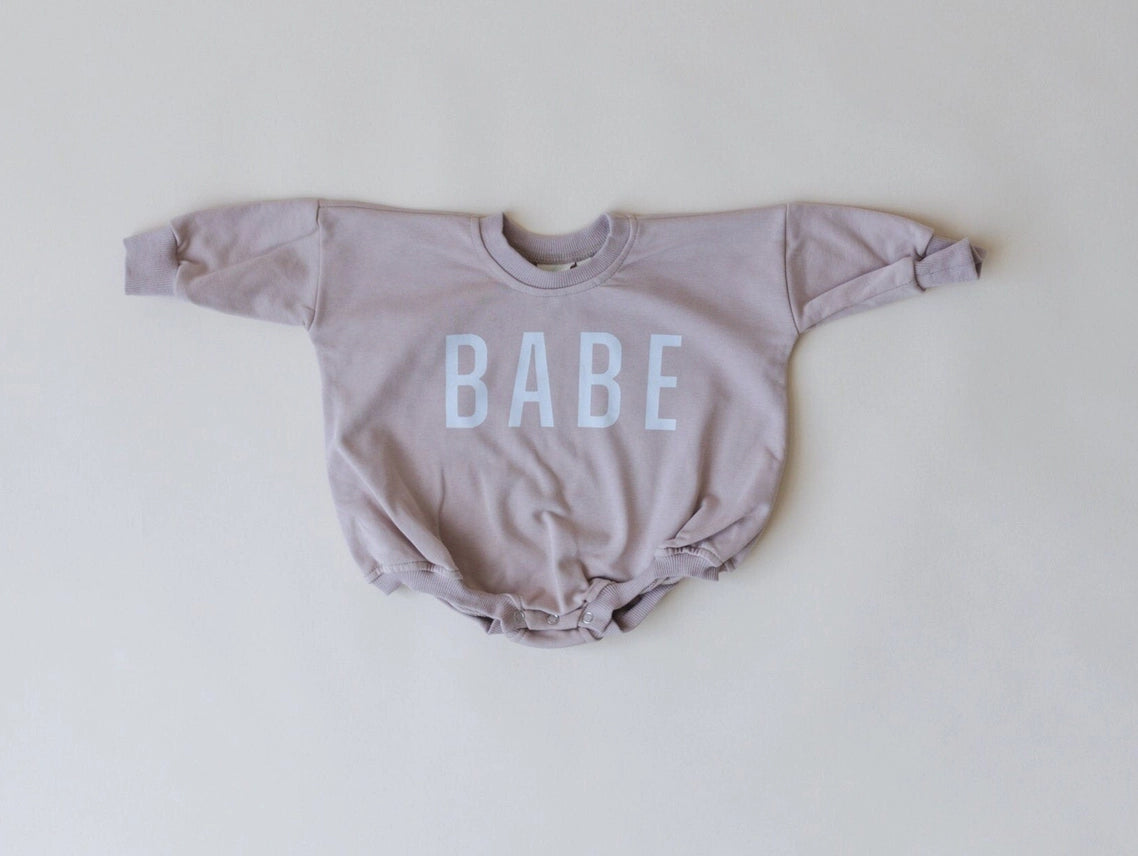 Babe Oversized Sweatshirt Romper - Baby Girl Bubble Romper