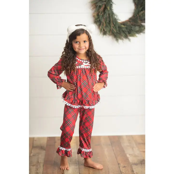 Kids Red Plaid Holiday Christmas Play Lounge Set