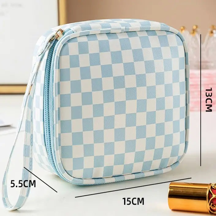 Travel Checker Gingham Makeup Cosmetic Pouch Bag