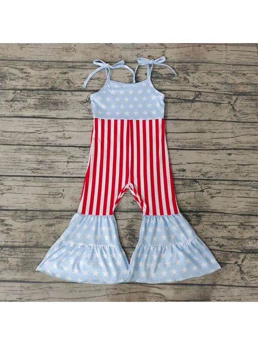 4th of July Stars Bell Bottom Jumpsuits- Baby, Toddler, Kids