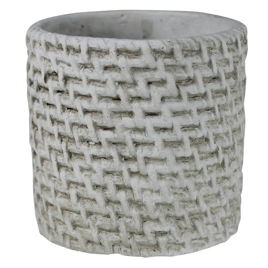 Cachepot Cement Basket Weave