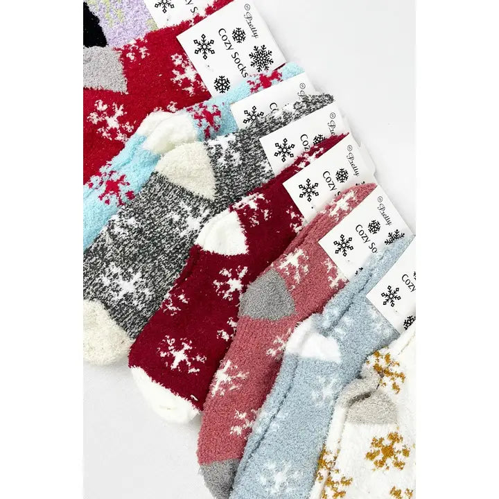 Soft Textured Snowflake Cozy Socks