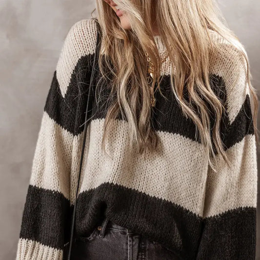 Jet Stream Colorblock Loose Pullover Sweater