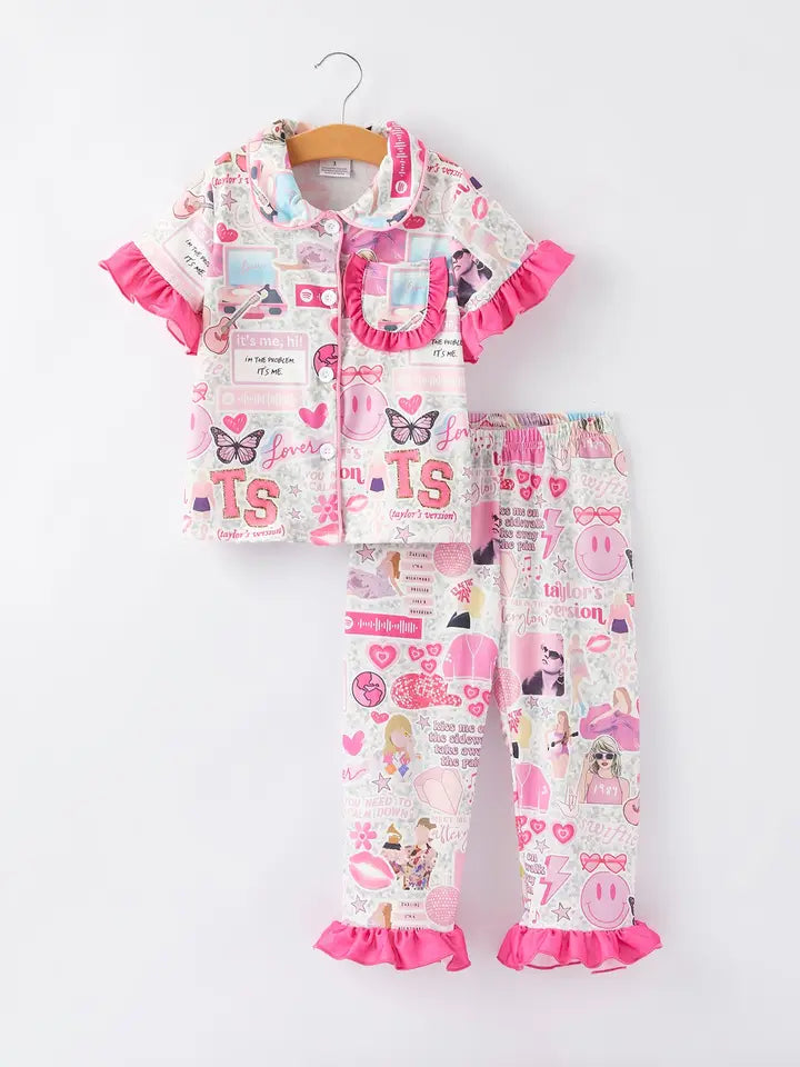 TS Character Print Girls Pink PJ