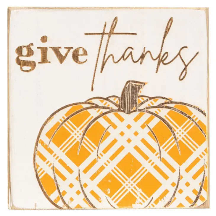 Give Thanks Plaid Pumpkin Block
