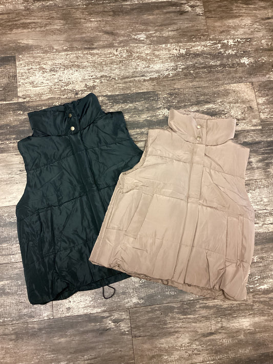 Solid Zip-Up Puffer Vest