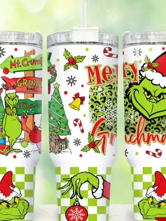 40oz Cup with Handle, Christmas Tumbler, Grinch Tumbler