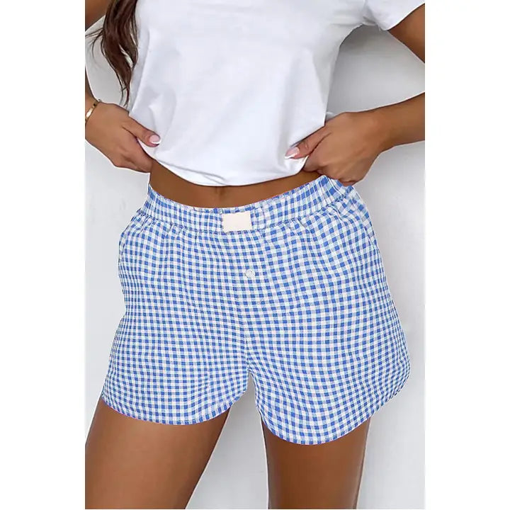 Gingham Printed High Waisted Shorts