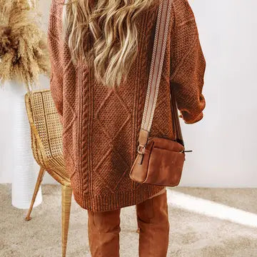 Knit Drop Shoulder Loose Fit Sweater Dress