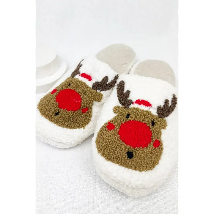 Christmas Sherpa Like Fuzzy Slide Slippers