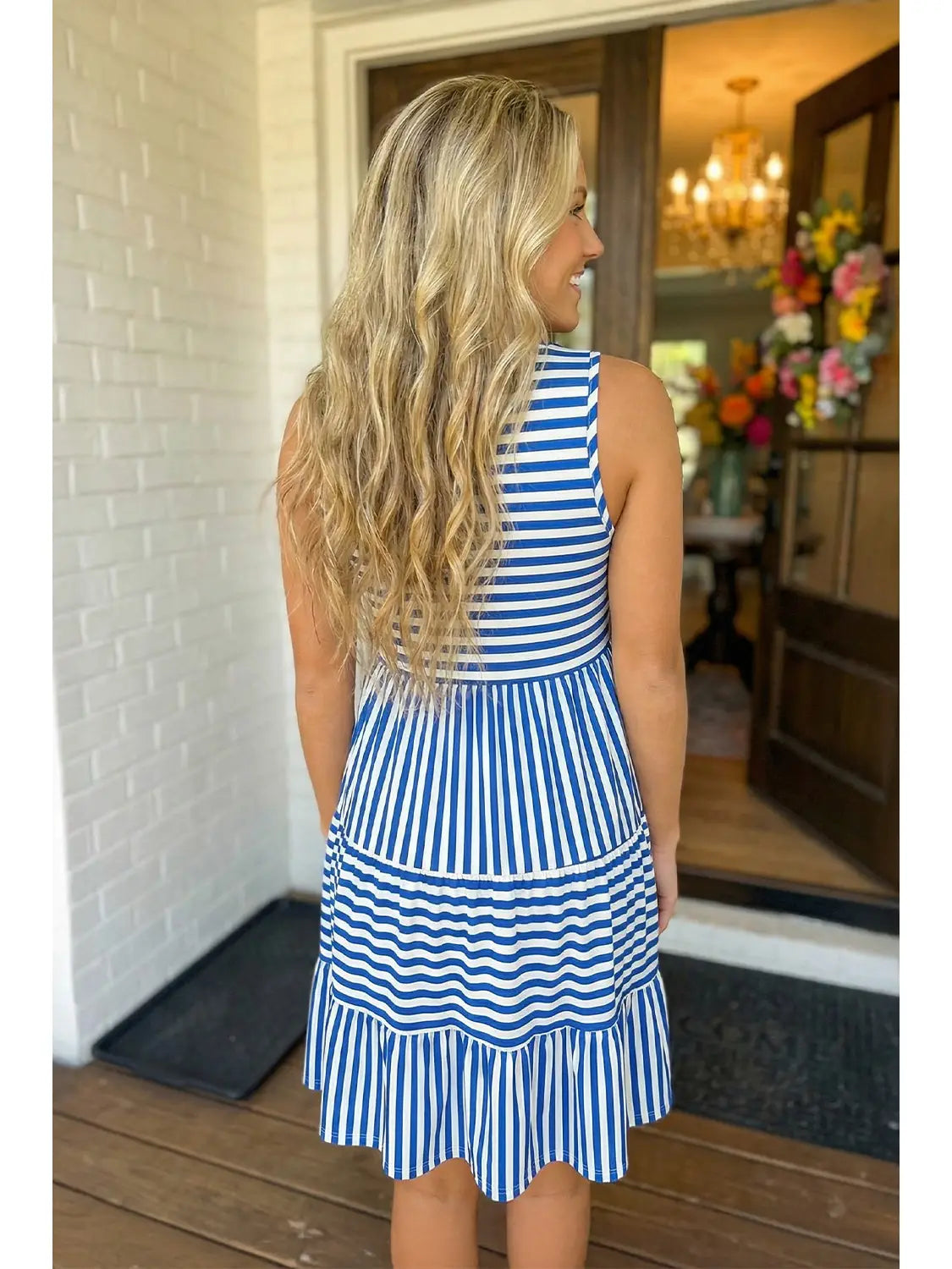 Las Stripe U Neck Loose Fit Dress