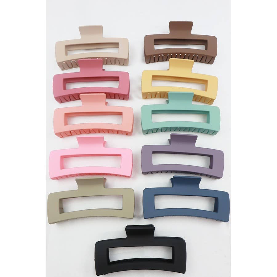 Matte Jumbo Cut Out Rectangle Hair Claw: MIX COLOR / ONE