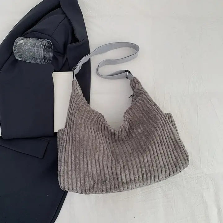 Corduroy Casual Quilted Shoulder Tote Bag