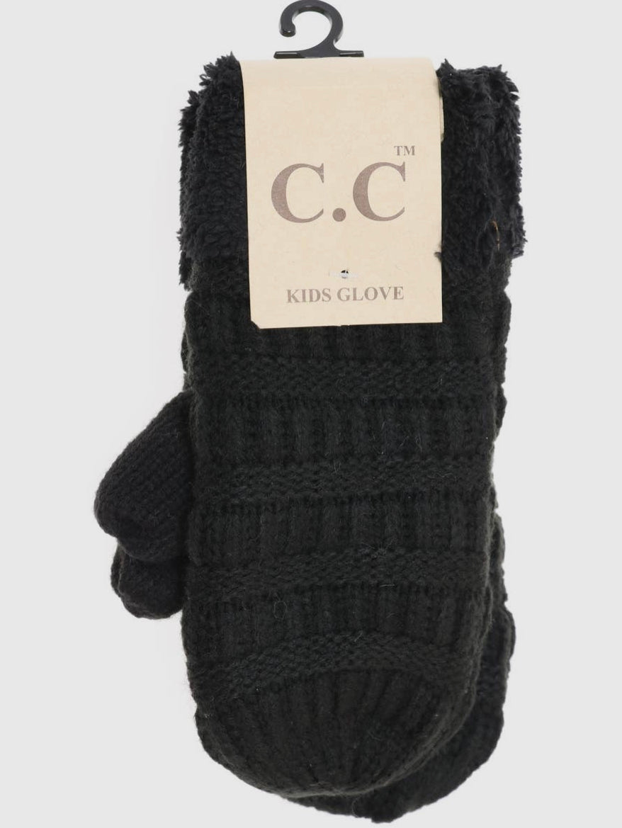 Kids Solid Fuzzy Lined Mittens