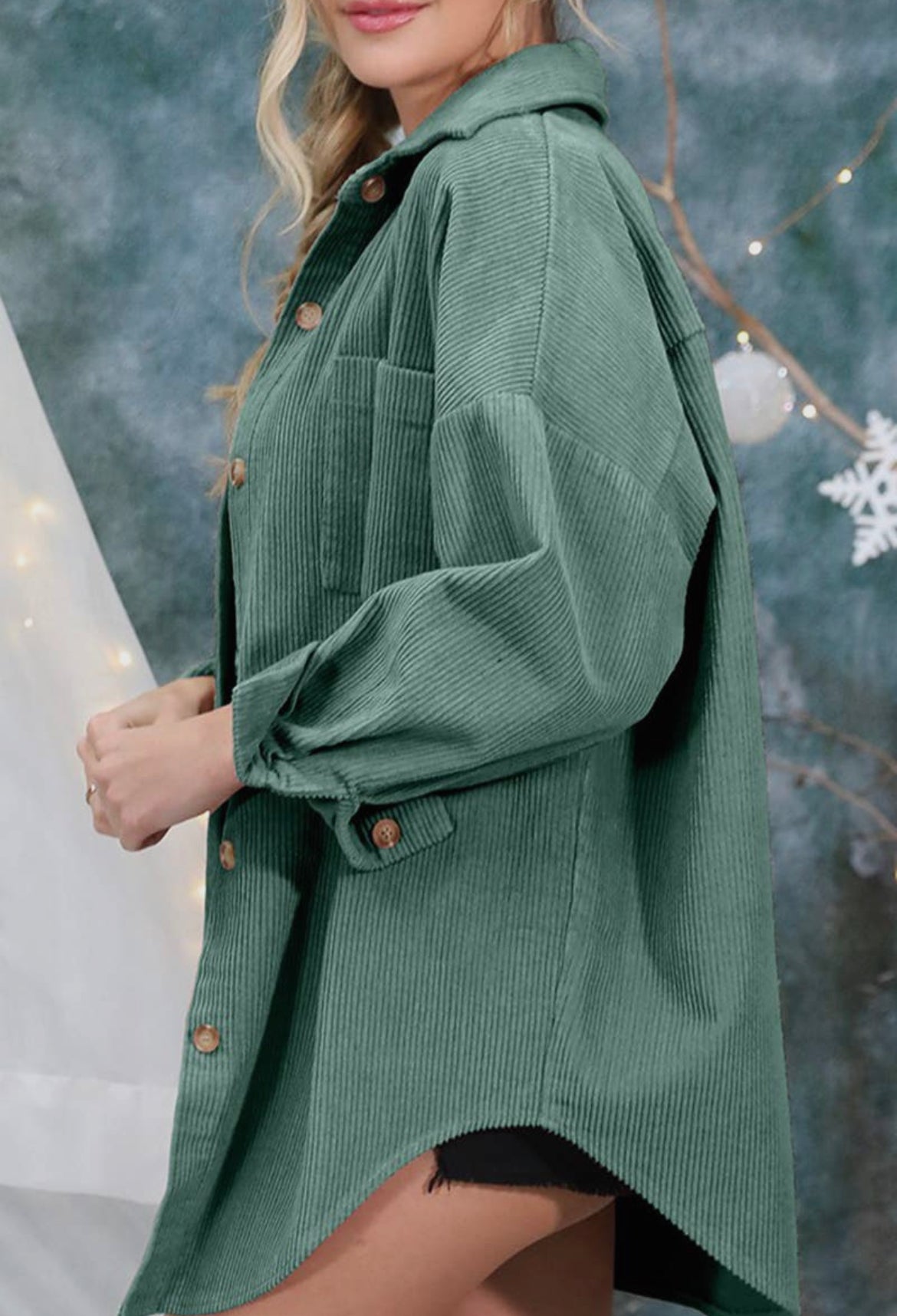 Women Oversized Corduroy Button Down