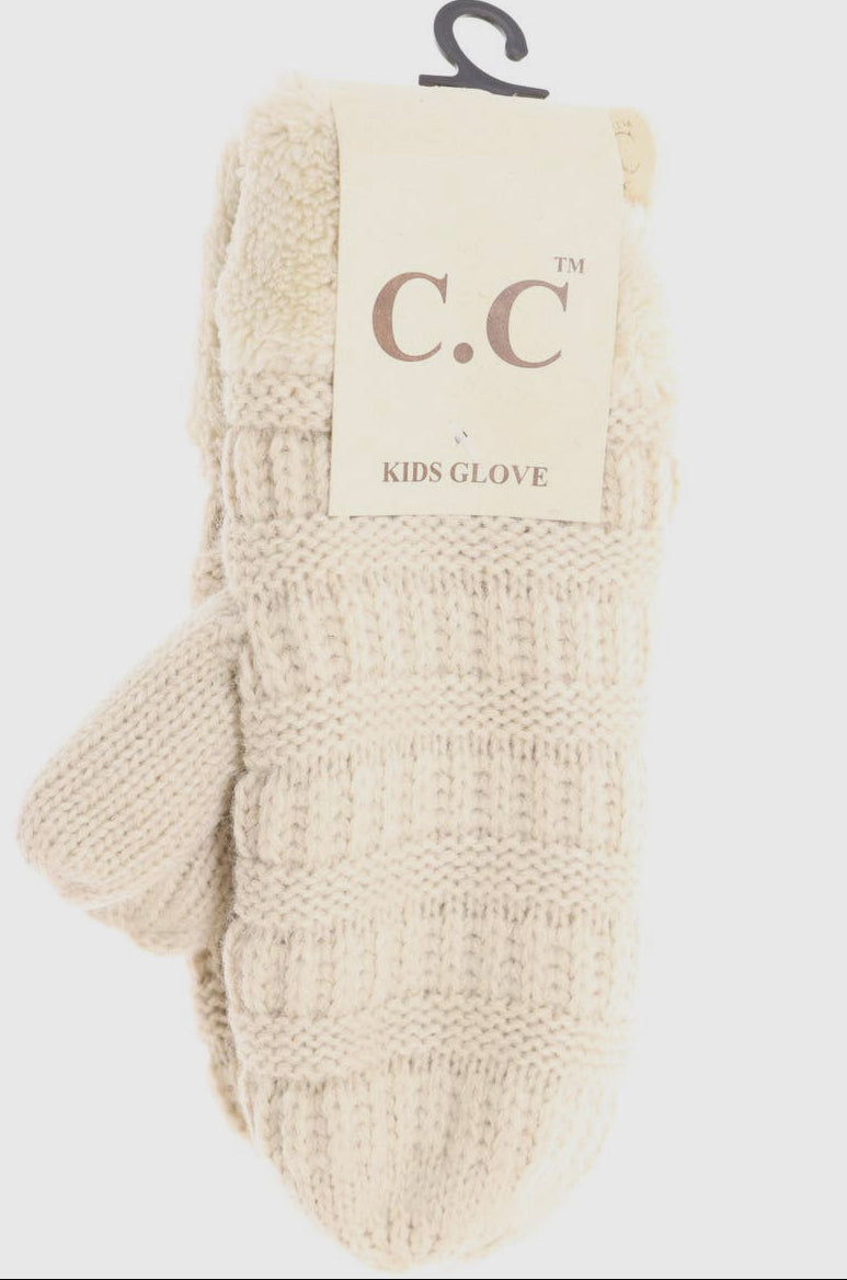 Kids Solid Fuzzy Lined Mittens