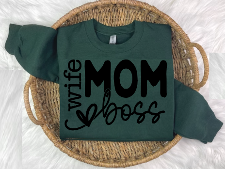 Mom Wife Boss Gildan Crewneck