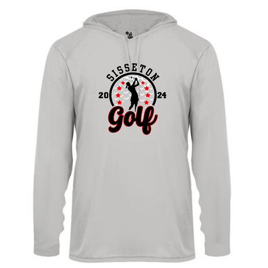 Logo 2-Gray Badger Sport B Core LS Hood Tee