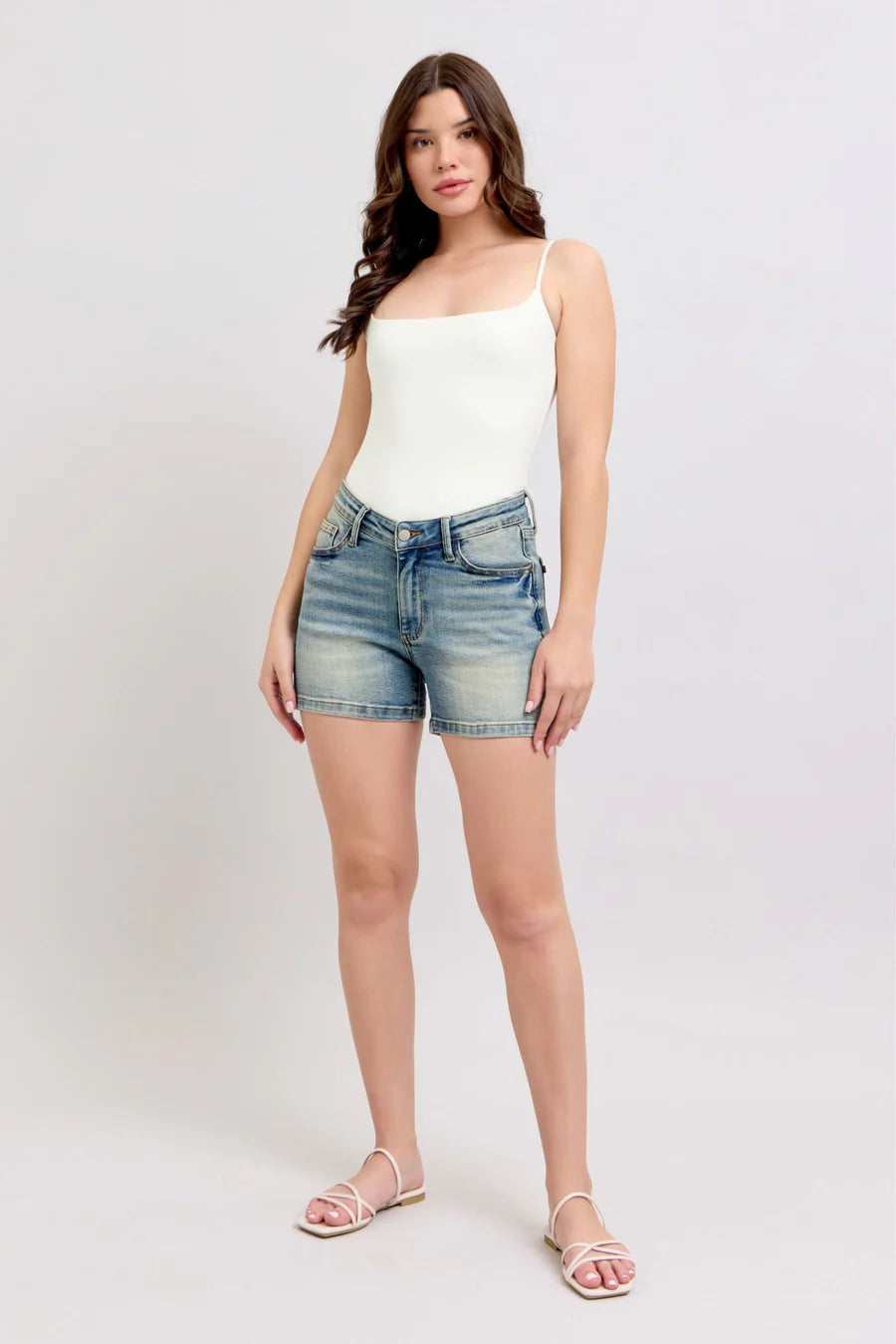 Judy Blue V-Front Vintage Wash Shorts