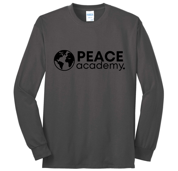 Adult Peace Academy Port and Company Long Sleeve Core Blend Tee- Charcoal