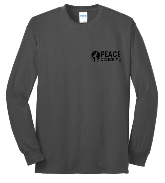 Port and Company Peace Academy Long Sleeve Core Blend Tee Pocket Logo- Charcoal