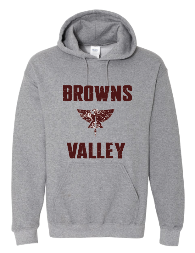 Browns Valley Gildan Heavy Blend 50/50 Gray Sweatshirt Vintage Logo