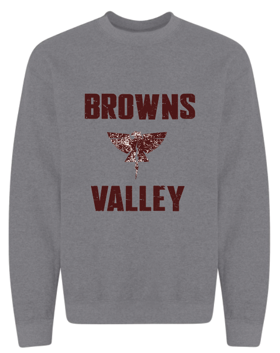 Browns Valley Gildan Heavy Blend 50/50 Gray Sweatshirt Vintage Logo