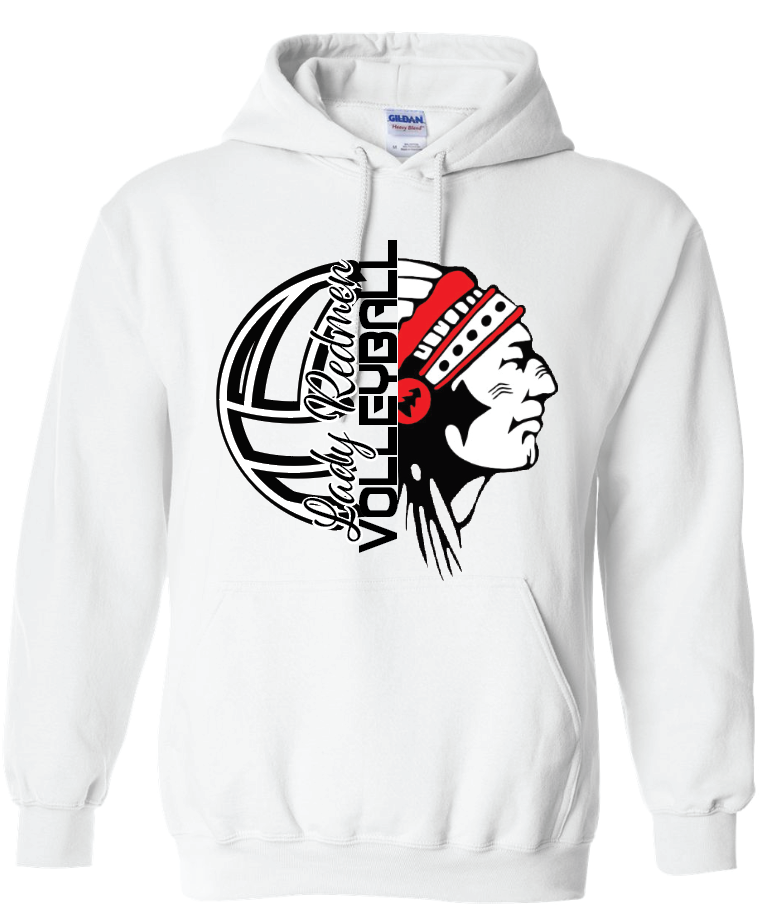 Redmen Volleyball 2024 Gildan Heavy Blend Sweatshirts Lady Redmen Cursive Logo