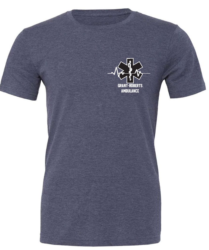 Bella + Canvas 3001CVC Unisex Heather CVC T-Shirt Navy Embroidered Logo