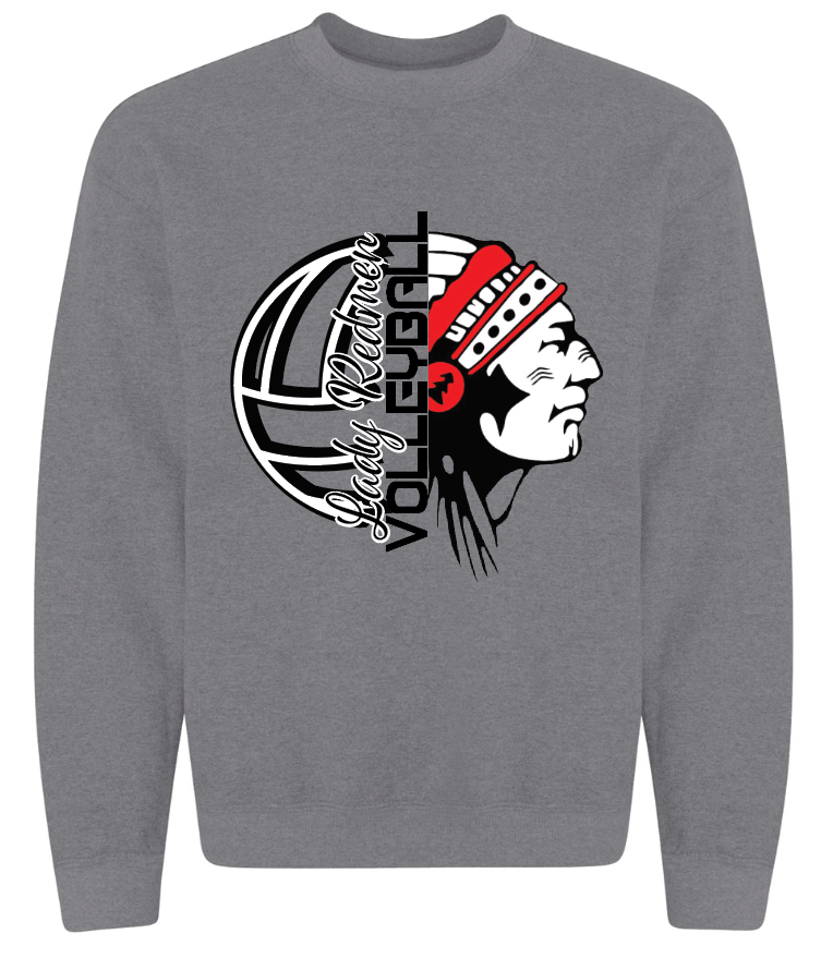 Redmen Volleyball 2024 Gildan Heavy Blend Sweatshirts Lady Redmen Cursive Logo